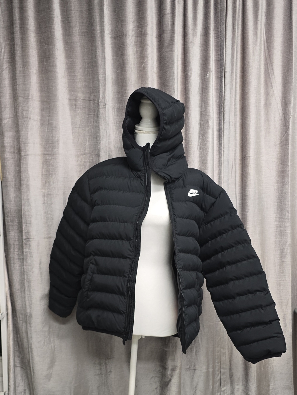 Nike Sportswear Therma-FIT Hooded Black Down Puffer Jacket Mens Size XL